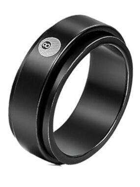 Black Stainless Steel 8 Ball Spinner Ring Fidget Band